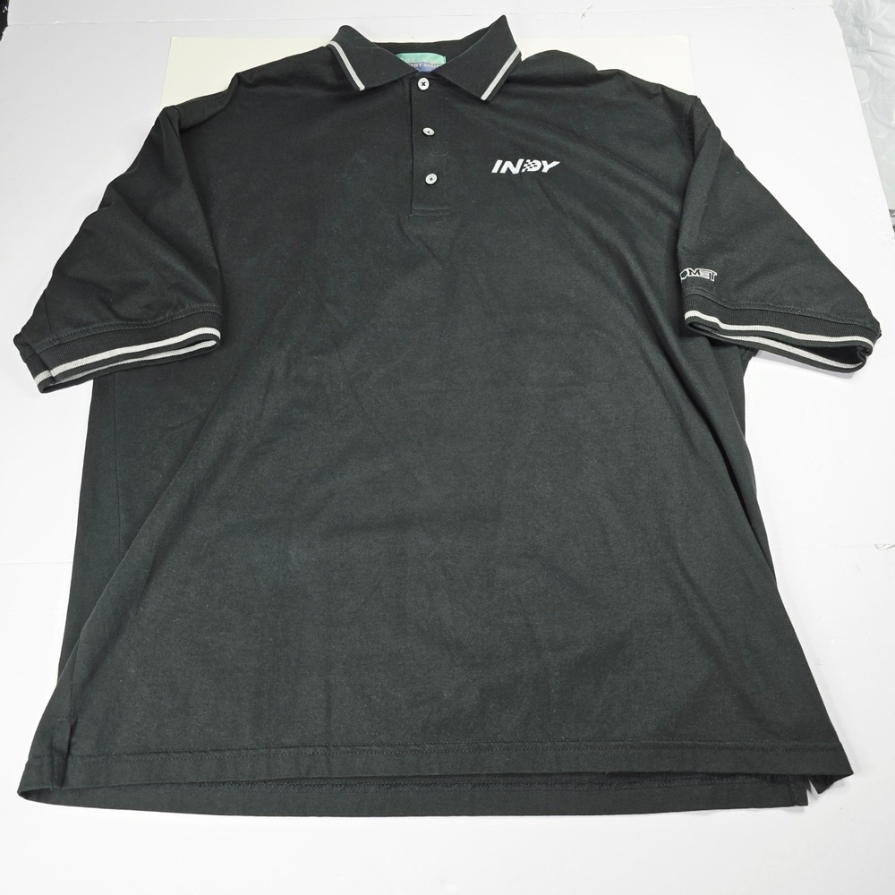 Pine Island Golf Polo Shirt XL Black IN:SY Biomet Stripe Trim Menswear‎